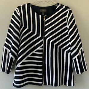 Chico's Travelers Striped Full Zip Nautical Jacket